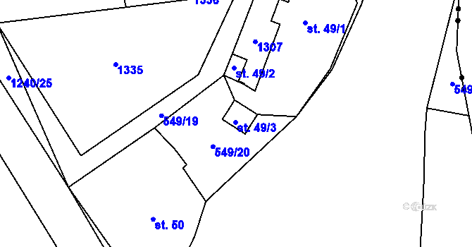 Parcela st. 49/4 v KÚ Mantov, Katastrální mapa