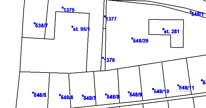 Parcela st. 95/4 v KÚ Mantov, Katastrální mapa