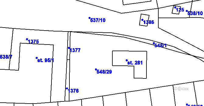 Parcela st. 548/31 v KÚ Mantov, Katastrální mapa