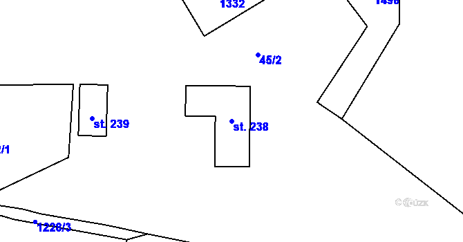 Parcela st. 238 v KÚ Mantov, Katastrální mapa