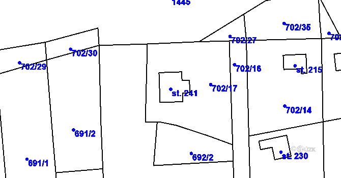 Parcela st. 241 v KÚ Mantov, Katastrální mapa
