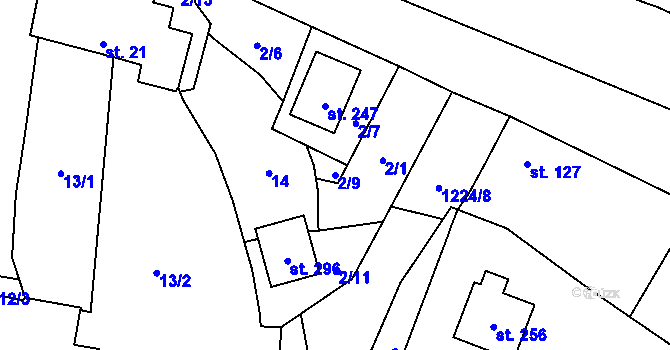 Parcela st. 2/9 v KÚ Mantov, Katastrální mapa