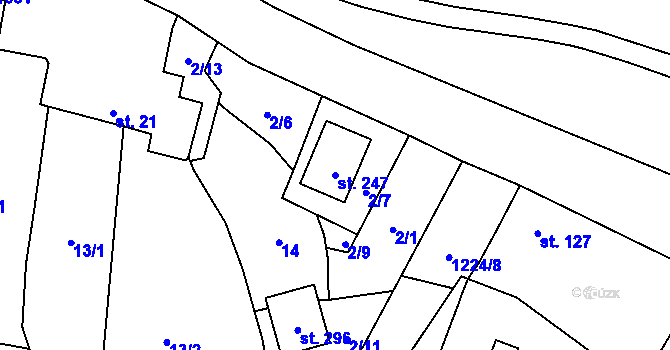 Parcela st. 247 v KÚ Mantov, Katastrální mapa