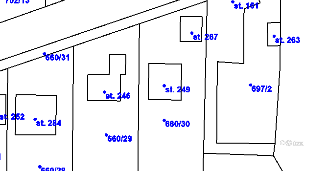 Parcela st. 249 v KÚ Mantov, Katastrální mapa