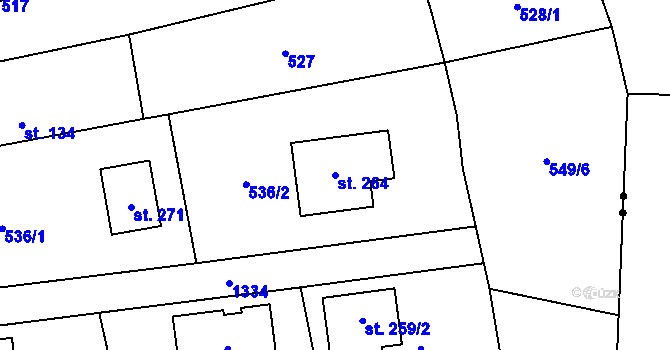 Parcela st. 264 v KÚ Mantov, Katastrální mapa