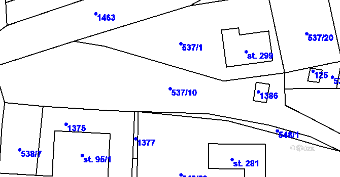 Parcela st. 537/10 v KÚ Mantov, Katastrální mapa