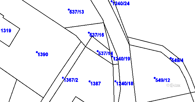 Parcela st. 537/14 v KÚ Mantov, Katastrální mapa