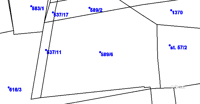 Parcela st. 589/6 v KÚ Mantov, Katastrální mapa