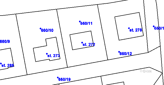 Parcela st. 272 v KÚ Mantov, Katastrální mapa