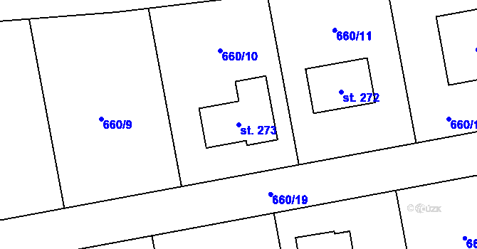 Parcela st. 273 v KÚ Mantov, Katastrální mapa