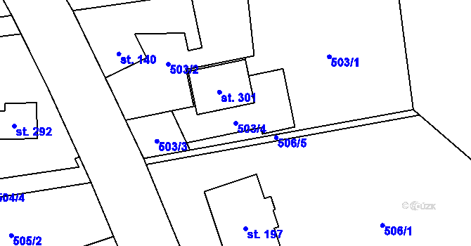 Parcela st. 503/4 v KÚ Mantov, Katastrální mapa