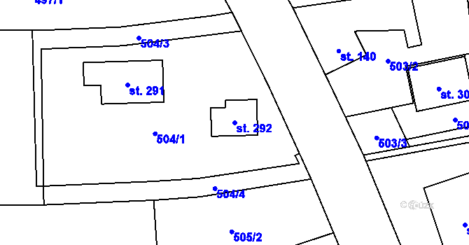 Parcela st. 292 v KÚ Mantov, Katastrální mapa