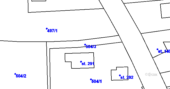Parcela st. 504/3 v KÚ Mantov, Katastrální mapa