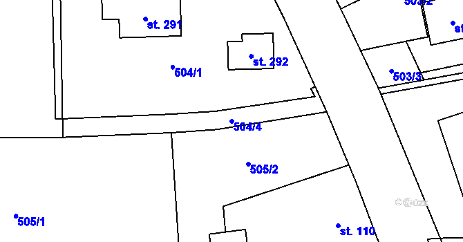 Parcela st. 504/4 v KÚ Mantov, Katastrální mapa