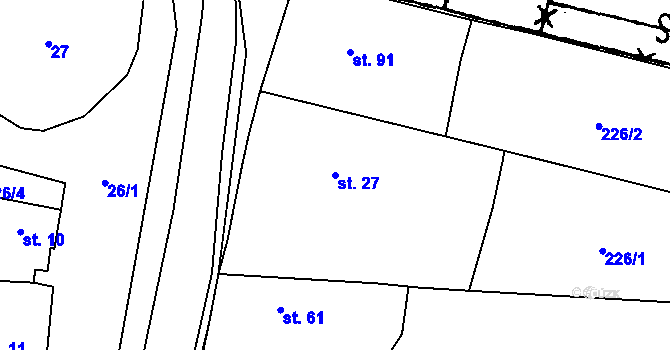 Parcela st. 27 v KÚ Týnec u Chotěšova, Katastrální mapa