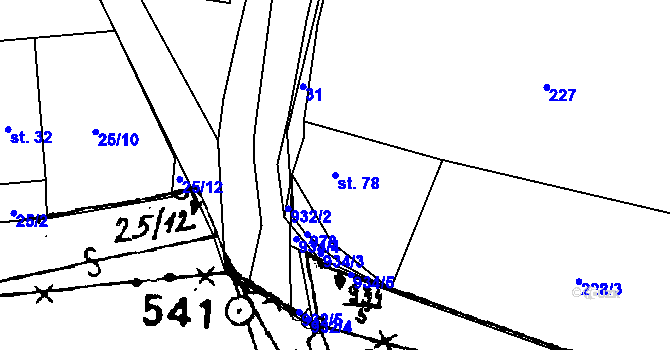 Parcela st. 78 v KÚ Týnec u Chotěšova, Katastrální mapa