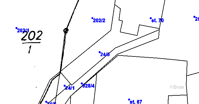 Parcela st. 24/5 v KÚ Týnec u Chotěšova, Katastrální mapa