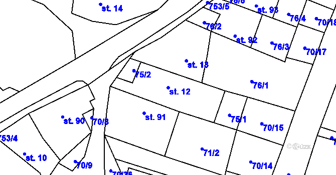 Parcela st. 12 v KÚ Chotěšov u Vrbičan, Katastrální mapa