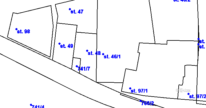 Parcela st. 46/1 v KÚ Chotěšov u Vrbičan, Katastrální mapa
