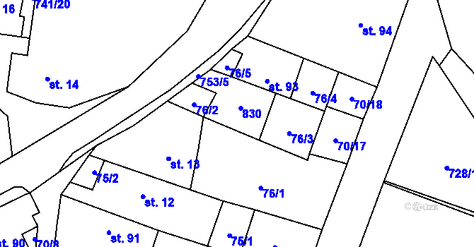 Parcela st. 92 v KÚ Chotěšov u Vrbičan, Katastrální mapa