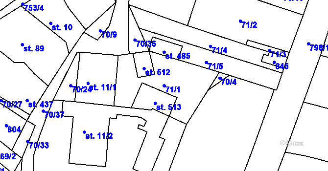 Parcela st. 71/1 v KÚ Chotěšov u Vrbičan, Katastrální mapa