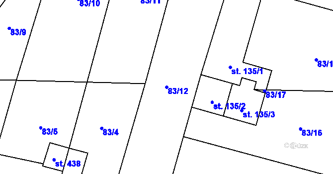 Parcela st. 83/12 v KÚ Chotěšov u Vrbičan, Katastrální mapa