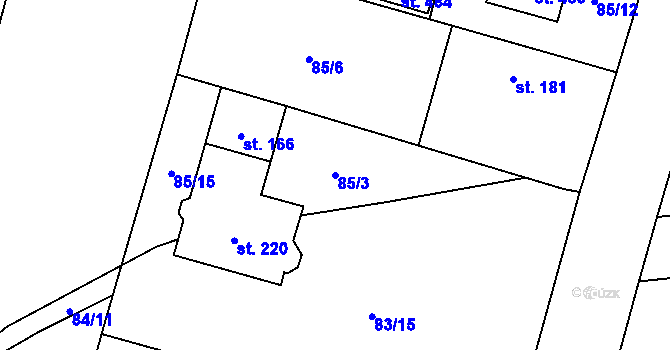 Parcela st. 85/3 v KÚ Chotěšov u Vrbičan, Katastrální mapa