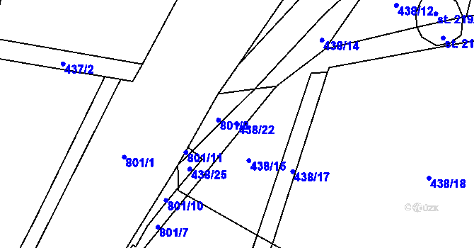 Parcela st. 438/22 v KÚ Chotěšov u Vrbičan, Katastrální mapa