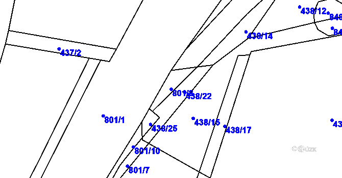 Parcela st. 801/8 v KÚ Chotěšov u Vrbičan, Katastrální mapa