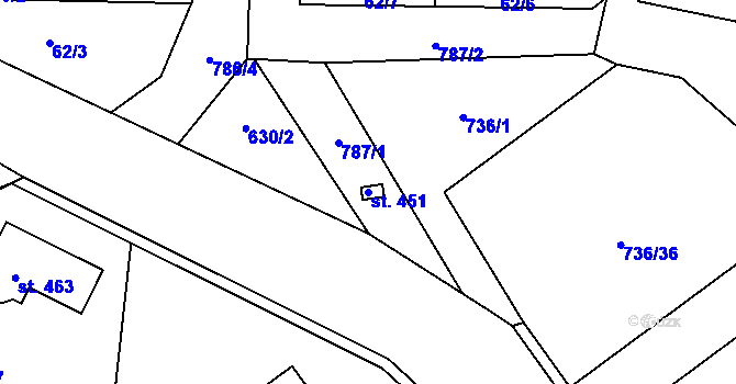 Parcela st. 451 v KÚ Chotěšov u Vrbičan, Katastrální mapa