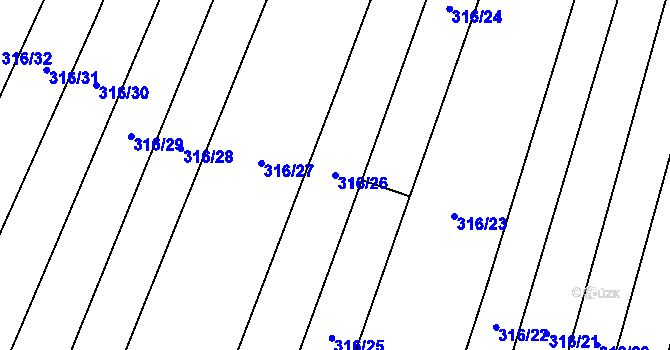 Parcela st. 316/26 v KÚ Chotěšov u Vrbičan, Katastrální mapa