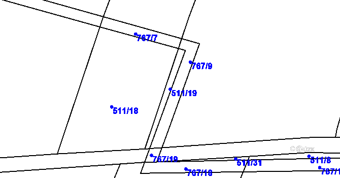 Parcela st. 511/19 v KÚ Chotěšov u Vrbičan, Katastrální mapa