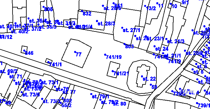 Parcela st. 741/19 v KÚ Chotěšov u Vrbičan, Katastrální mapa