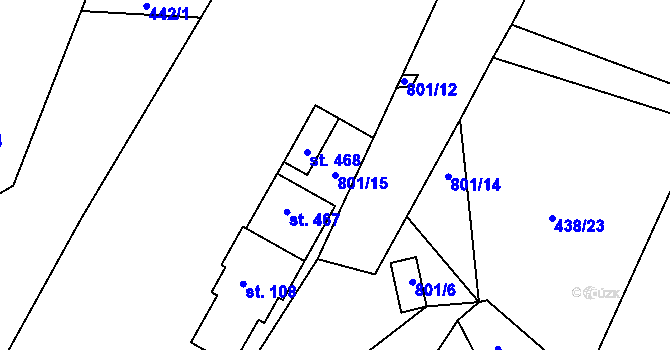 Parcela st. 801/15 v KÚ Chotěšov u Vrbičan, Katastrální mapa