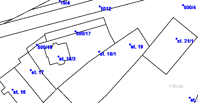 Parcela st. 18/1 v KÚ Chotětov, Katastrální mapa
