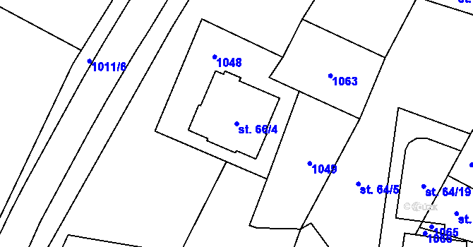 Parcela st. 66/4 v KÚ Chotětov, Katastrální mapa