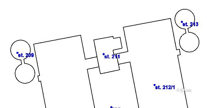 Parcela st. 211 v KÚ Chotětov, Katastrální mapa