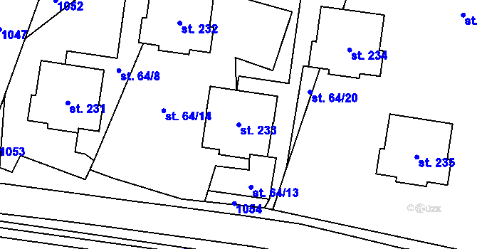 Parcela st. 233 v KÚ Chotětov, Katastrální mapa