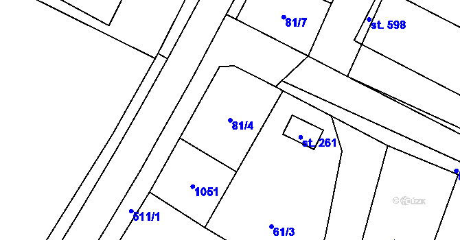 Parcela st. 81/4 v KÚ Chotětov, Katastrální mapa