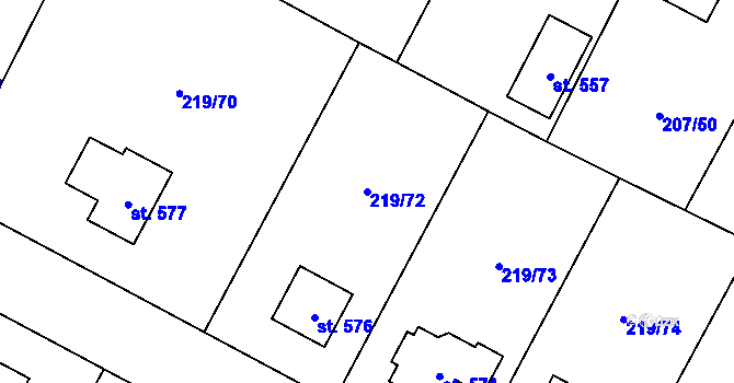 Parcela st. 219/72 v KÚ Chotětov, Katastrální mapa