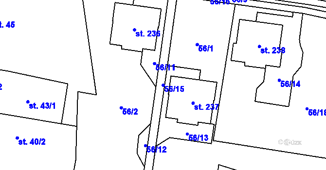 Parcela st. 56/15 v KÚ Chotětov, Katastrální mapa
