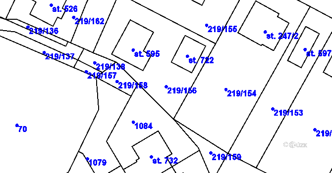 Parcela st. 219/156 v KÚ Chotětov, Katastrální mapa