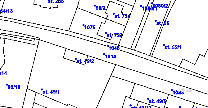 Parcela st. 1014 v KÚ Chotětov, Katastrální mapa
