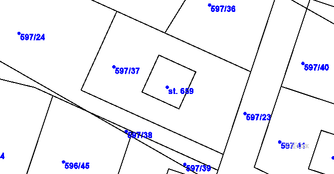 Parcela st. 659 v KÚ Chotětov, Katastrální mapa