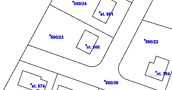Parcela st. 666 v KÚ Chotětov, Katastrální mapa