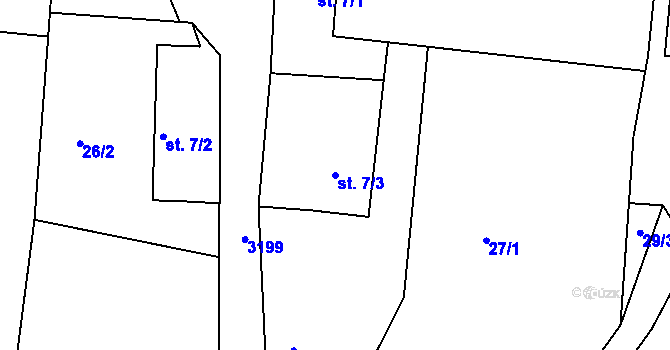 Parcela st. 7/3 v KÚ Chotěvice, Katastrální mapa