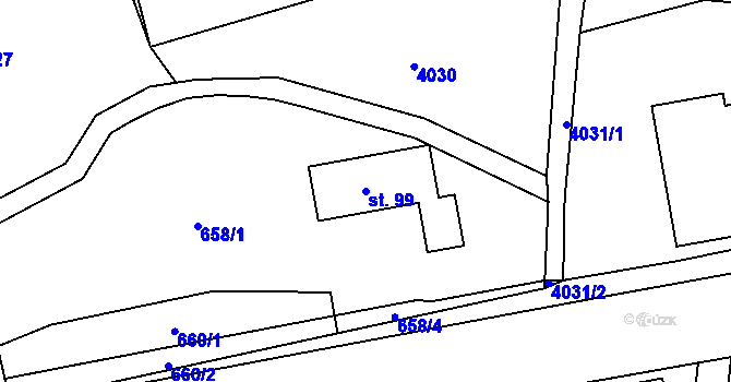 Parcela st. 99 v KÚ Chotěvice, Katastrální mapa