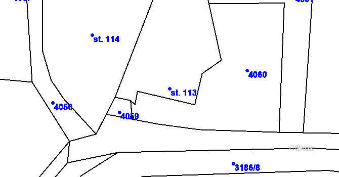 Parcela st. 113 v KÚ Chotěvice, Katastrální mapa