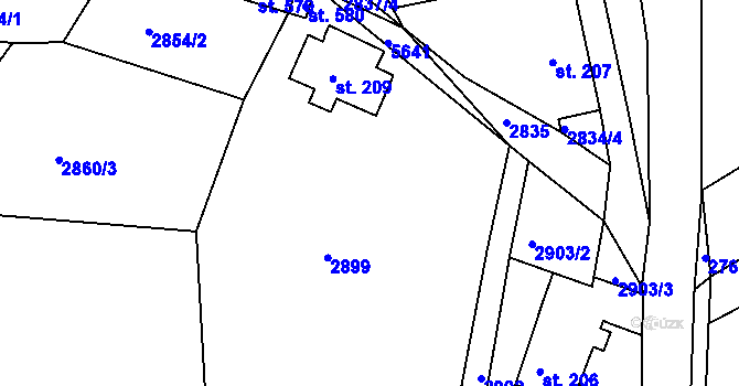 Parcela st. 208 v KÚ Chotěvice, Katastrální mapa