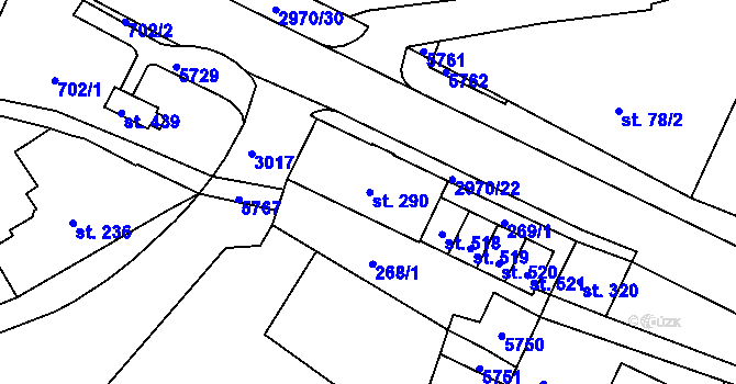 Parcela st. 290 v KÚ Chotěvice, Katastrální mapa